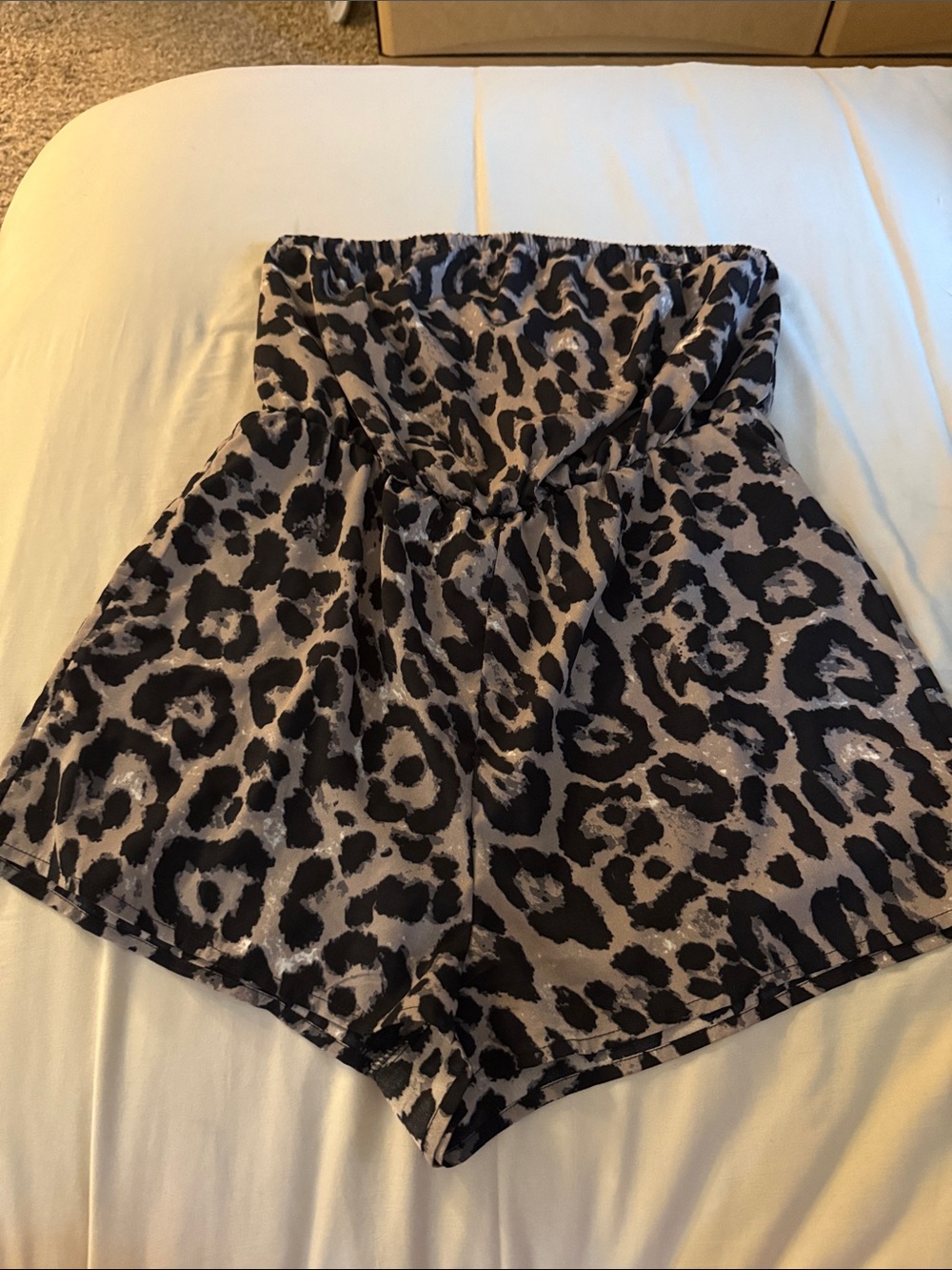 SHEIN High-Waist Leopard Print Shorts - Black & Taupe